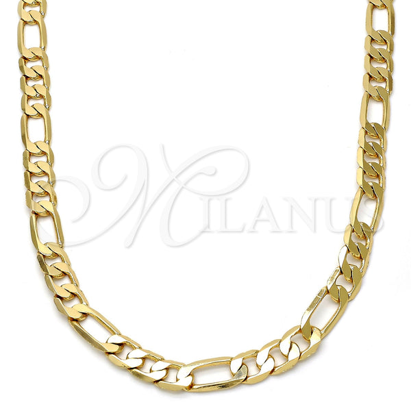Gargantilla Basica 04.242.0018.28GT Tono Dorado, Diseño de Figaro, Pulido, Tono Dorado (180 Gauge, 07 MM Thickness, 28 Inches Length)