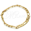 Pulsera Básica 04.242.0019.08GT Tono Dorado, Diseño de Figaro, Pulido, Tono Dorado (200 Gauge, 08 MM Thickness, 8 Inches Length)