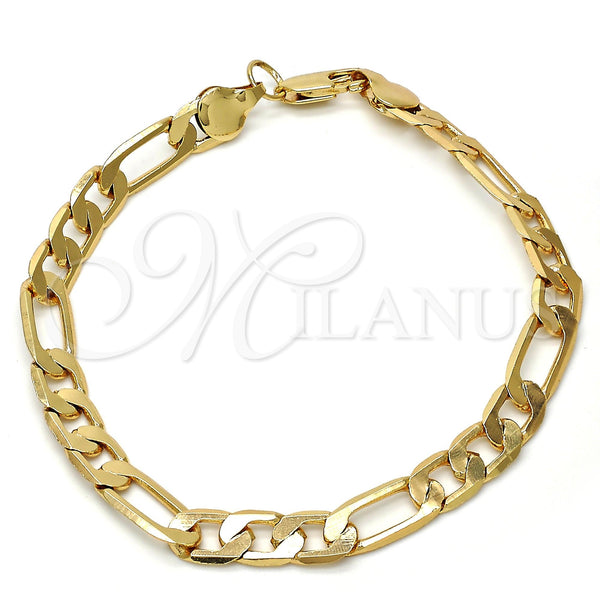 Pulsera Básica 04.242.0019.08GT Tono Dorado, Diseño de Figaro, Pulido, Tono Dorado (200 Gauge, 08 MM Thickness, 8 Inches Length)