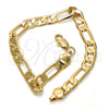 Pulsera Básica 04.242.0019.09GT Tono Dorado, Diseño de Figaro, Pulido, Tono Dorado (200 Gauge, 08 MM Thickness, 9 Inches Length)