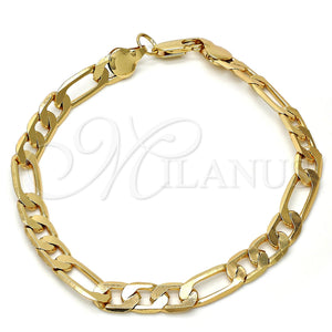 Pulsera Básica 04.242.0019.09GT Tono Dorado, Diseño de Figaro, Pulido, Tono Dorado (200 Gauge, 08 MM Thickness, 9 Inches Length)