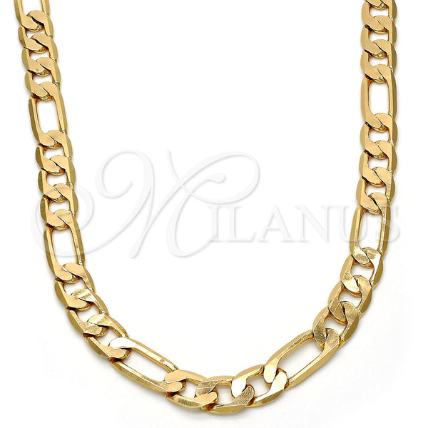Gargantilla Basica 04.242.0019.24GT Tono Dorado, Diseño de Figaro, Pulido, Tono Dorado (200 Gauge, 08 MM Thickness, 24 Inches Length)