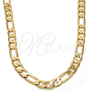 Gargantilla Basica 04.242.0019.28GT Tono Dorado, Diseño de Figaro, Pulido, Tono Dorado (200 Gauge, 08 MM Thickness, 28 Inches Length)