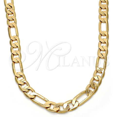 Gargantilla Basica 04.242.0019.30GT Tono Dorado, Diseño de Figaro, Pulido, Tono Dorado (200 Gauge, 08 MM Thickness, 30 Inches Length)