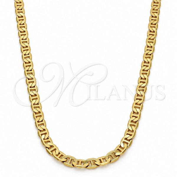 Gargantilla Basica 04.242.0030.24GT Tono Dorado, Diseño de Mariner, Pulido, Tono Dorado (120 Gauge, 04 MM Thickness, 24 Inches Length)