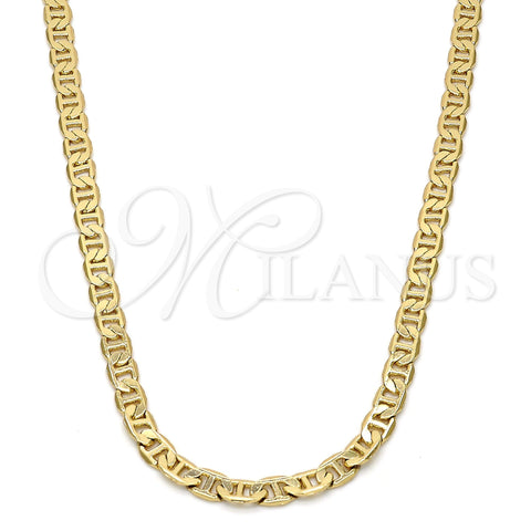 Gargantilla Basica 04.242.0030.24GT Tono Dorado, Diseño de Mariner, Pulido, Tono Dorado (120 Gauge, 04 MM Thickness, 24 Inches Length)