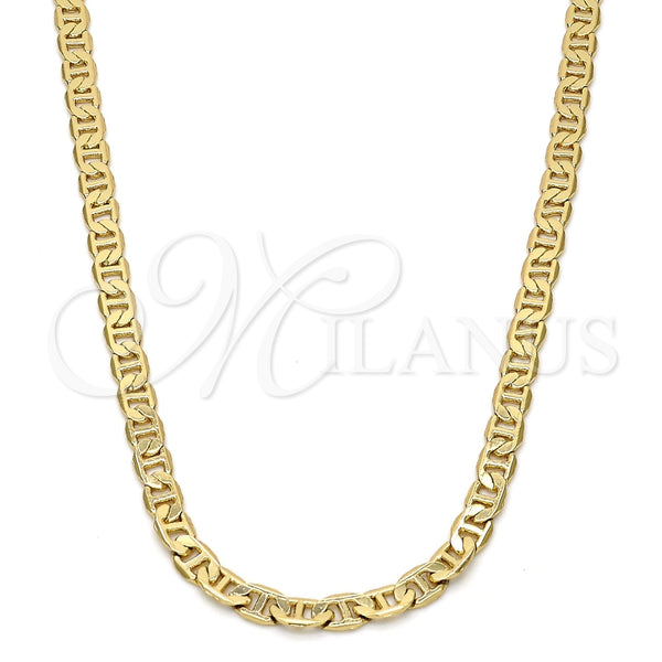 Gargantilla Basica 04.242.0030.30GT Tono Dorado, Diseño de Mariner, Pulido, Tono Dorado (Calibre 120, Grosor 04 MM, 30 Pulgadas de Largo)