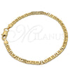 Pulsera Básica 04.242.0031.09GT Tono Dorado, Diseño de Mariner, Pulido, Tono Dorado (140 Gauge, 05 MM Thickness, 9 Inches Length)