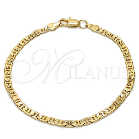Pulsera Básica 04.242.0031.09GT Tono Dorado, Diseño de Mariner, Pulido, Tono Dorado (140 Gauge, 05 MM Thickness, 9 Inches Length)