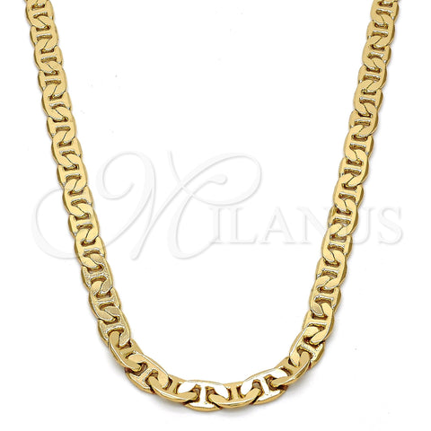 Gargantilla Basica 04.242.0031.24GT Tono Dorado, Diseño de Mariner, Pulido, Tono Dorado (140 Gauge, 05 MM Thickness, 24 Inches Length)