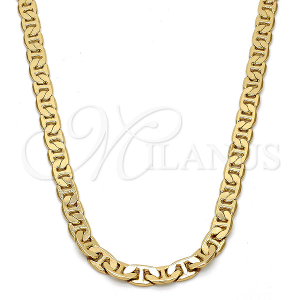 Gargantilla Basica 04.242.0031.28GT Tono Dorado, Diseño de Mariner, Pulido, Tono Dorado (140 Gauge, 05 MM Thickness, 28 Inches Length)