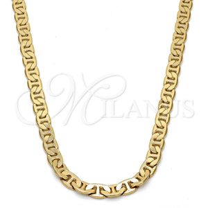 Gargantilla Basica 04.242.0031.30GT Tono Dorado, Diseño de Mariner, Pulido, Tono Dorado (140 Gauge, 05 MM Thickness, 30 Inches Length)