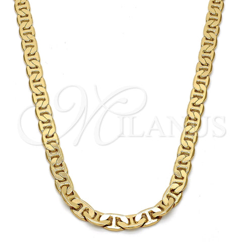 Gargantilla Basica 04.242.0031.30GT Tono Dorado, Diseño de Mariner, Pulido, Tono Dorado (140 Gauge, 05 MM Thickness, 30 Inches Length)