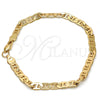 Pulsera Básica 04.242.0032.08GT Tono Dorado, Diseño de Mariner, Pulido, Tono Dorado (160 Gauge, 06 MM Thickness, 8 Inches Length)
