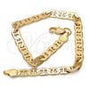 Pulsera Básica 04.242.0032.09GT Tono Dorado, Diseño de Mariner, Pulido, Tono Dorado (160 Gauge, 06 MM Thickness, 9 Inches Length)