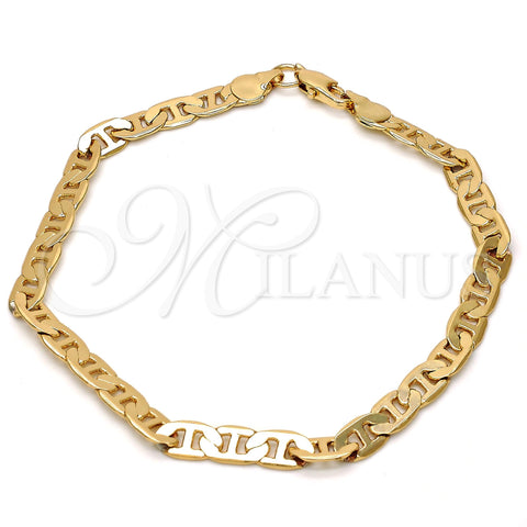 Pulsera Básica 04.242.0032.09GT Tono Dorado, Diseño de Mariner, Pulido, Tono Dorado (160 Gauge, 06 MM Thickness, 9 Inches Length)