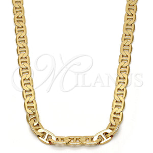 Gargantilla Basica 04.242.0032.30GT Tono Dorado, Diseño de Mariner, Pulido, Tono Dorado (160 Gauge, 06 MM Thickness, 30 Inches Length)