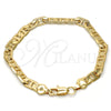 Pulsera Básica 04.242.0033.08GT Tono Dorado, Diseño de Mariner, Pulido, Tono Dorado (180 Gauge, 07 MM Thickness, 8 Inches Length)
