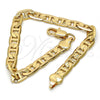 Pulsera Básica 04.242.0033.08GT Tono Dorado, Diseño de Mariner, Pulido, Tono Dorado (180 Gauge, 07 MM Thickness, 8 Inches Length)