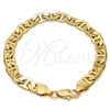 Pulsera Básica 04.242.0034.09GT Tono Dorado, Diseño de Mariner, Pulido, Tono Dorado (200 Gauge, 08 MM Thickness, 9 Inches Length)