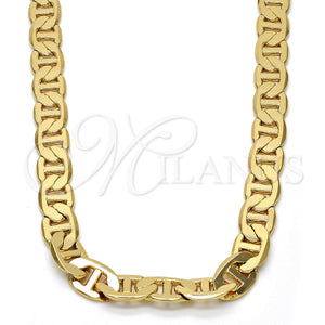 Gargantilla Basica 04.242.0034.28GT Tono Dorado, Diseño de Mariner, Pulido, Tono Dorado (200 Gauge, 08 MM Thickness, 28 Inches Length)