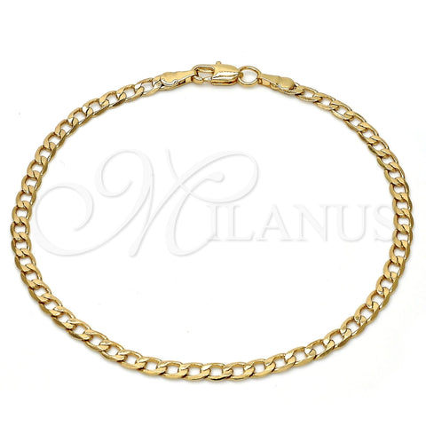 Pulsera Básica 04.242.0025.08GT Tono Dorado, Diseño de Cubana, Pulido, Tono Dorado (120 Gauge, 04 MM Thickness, 8 Inches Length)