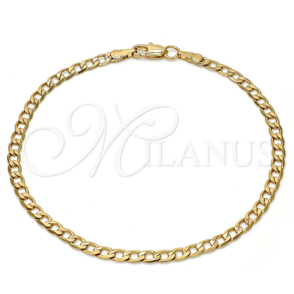 Pulsera Básica 04.242.0025.09GT Tono Dorado, Diseño de Cubana, Pulido, Tono Dorado (120 Gauge, 04 MM Thickness, 9 Inches Length)