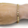 Pulsera Básica 04.242.0026.08GT Tono Dorado, Diseño de Cubana, Pulido, Tono Dorado (140 Gauge, 05 MM Thickness, 8 Inches Length)