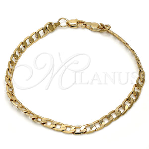 Pulsera Básica 04.242.0026.09GT Tono Dorado, Diseño de Cubana, Pulido, Tono Dorado (140 Gauge, 05 MM Thickness, 9 Inches Length)