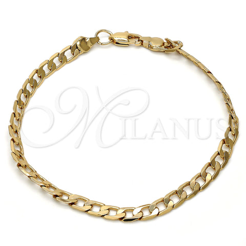 Pulsera Básica 04.242.0026.09GT Tono Dorado, Diseño de Cubana, Pulido, Tono Dorado (140 Gauge, 05 MM Thickness, 9 Inches Length)