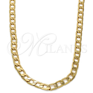 Gargantilla Basica 04.242.0026.28GT Tono Dorado, Diseño de Cubana, Pulido, Tono Dorado (140 Gauge, 05 MM Thickness, 28 Inches Length)
