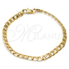 Pulsera Básica 04.242.0027.08GT Tono Dorado, Diseño de Cubana, Pulido, Tono Dorado (160 Gauge, 06 MM Thickness, 8 Inches Length)