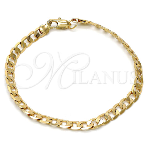 Pulsera Básica 04.242.0027.09GT Tono Dorado, Diseño de Cubana, Pulido, Tono Dorado (160 Gauge, 06 MM Thickness, 9 Inches Length)