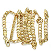 Gargantilla Basica 04.242.0027.24GT Tono Dorado, Diseño de Cubana, Pulido, Tono Dorado (160 Gauge, 06 MM Thickness, 24 Inches Length)