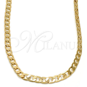 Gargantilla Basica 04.242.0027.24GT Tono Dorado, Diseño de Cubana, Pulido, Tono Dorado (160 Gauge, 06 MM Thickness, 24 Inches Length)