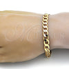 Pulsera Básica 04.242.0028.08GT Tono Dorado, Diseño de Cubana, Pulido, Tono Dorado (180 Gauge, 07 MM Thickness, 8 Inches Length)