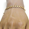 Pulsera Básica 04.242.0028.08GT Tono Dorado, Diseño de Cubana, Pulido, Tono Dorado (180 Gauge, 07 MM Thickness, 8 Inches Length)