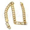 Pulsera Básica 04.242.0028.08GT Tono Dorado, Diseño de Cubana, Pulido, Tono Dorado (180 Gauge, 07 MM Thickness, 8 Inches Length)