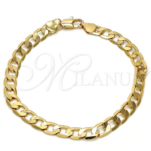 Pulsera Básica 04.242.0028.08GT Tono Dorado, Diseño de Cubana, Pulido, Tono Dorado (180 Gauge, 07 MM Thickness, 8 Inches Length)