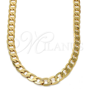 Gargantilla Basica 04.242.0028.24GT Tono Dorado, Diseño de Cubana, Pulido, Tono Dorado (180 Gauge, 07 MM Thickness, 24 Inches Length)