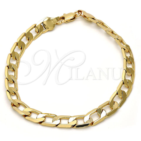 Pulsera Básica 04.242.0029.08GT Tono Dorado, Diseño de Cubana, Pulido, Tono Dorado (200 Gauge, 08 MM Thickness, 8 Inches Length)