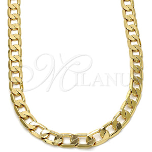 Gargantilla Basica 04.242.0029.30GT Tono Dorado, Diseño de Cubana, Pulido, Tono Dorado (200 Gauge, 08 MM Thickness, 30 Inches Length)