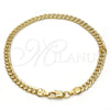 Pulsera Básica 04.242.0035.08GT Tono Dorado, Diseño de Cubana Pave, Pulido, Tono Dorado (120 Gauge, 04 MM Thickness, 8 Inches Length)