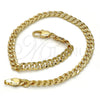 Pulsera Básica 04.242.0035.08GT Tono Dorado, Diseño de Cubana Pave, Pulido, Tono Dorado (120 Gauge, 04 MM Thickness, 8 Inches Length)