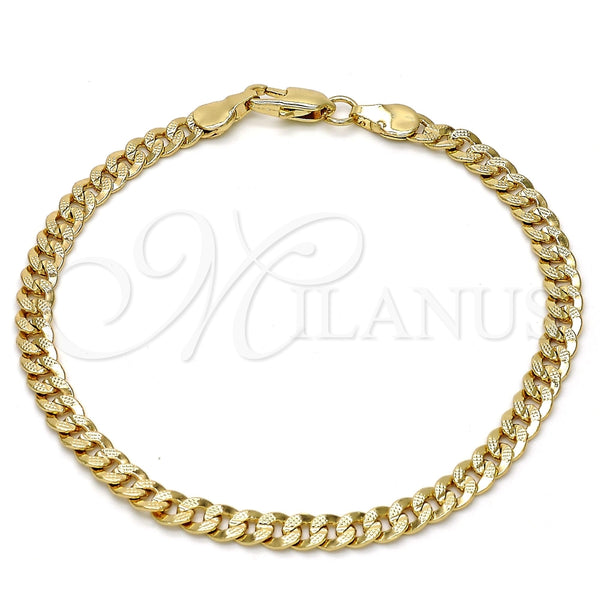 Pulsera Básica 04.242.0035.08GT Tono Dorado, Diseño de Cubana Pave, Pulido, Tono Dorado (120 Gauge, 04 MM Thickness, 8 Inches Length)