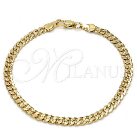 Pulsera Básica 04.242.0035.08GT Tono Dorado, Diseño de Cubana Pave, Pulido, Tono Dorado (120 Gauge, 04 MM Thickness, 8 Inches Length)