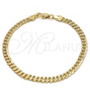 Pulsera Básica 04.242.0035.08GT Tono Dorado, Diseño de Cubana Pave, Pulido, Tono Dorado (120 Gauge, 04 MM Thickness, 8 Inches Length)