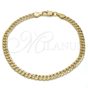 Pulsera Básica 04.242.0035.09GT Tono Dorado, Diseño de Cubana Pave, Pulido, Tono Dorado (120 Gauge, 04 MM Thickness, 9 Inches Length)