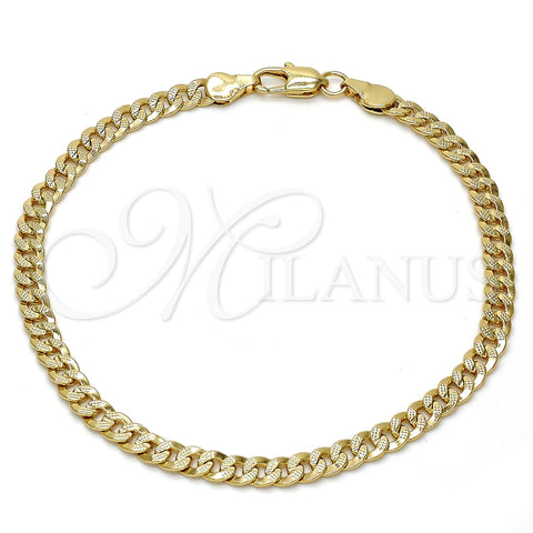 Pulsera Básica 04.242.0035.09GT Tono Dorado, Diseño de Cubana Pave, Pulido, Tono Dorado (120 Gauge, 04 MM Thickness, 9 Inches Length)