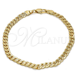 Pulsera Básica 04.242.0036.09GT Tono Dorado, Diseño de Cubana Pave, Pulido, Tono Dorado (140 Gauge, 05 MM Thickness, 9 Inches Length)